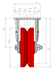 6 in. Caster Assembly V Groove