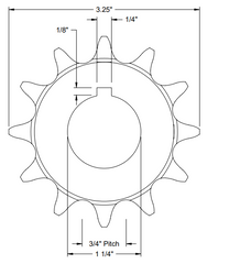 SPROCKET 12 tooth 60 series 1 1/4" ID